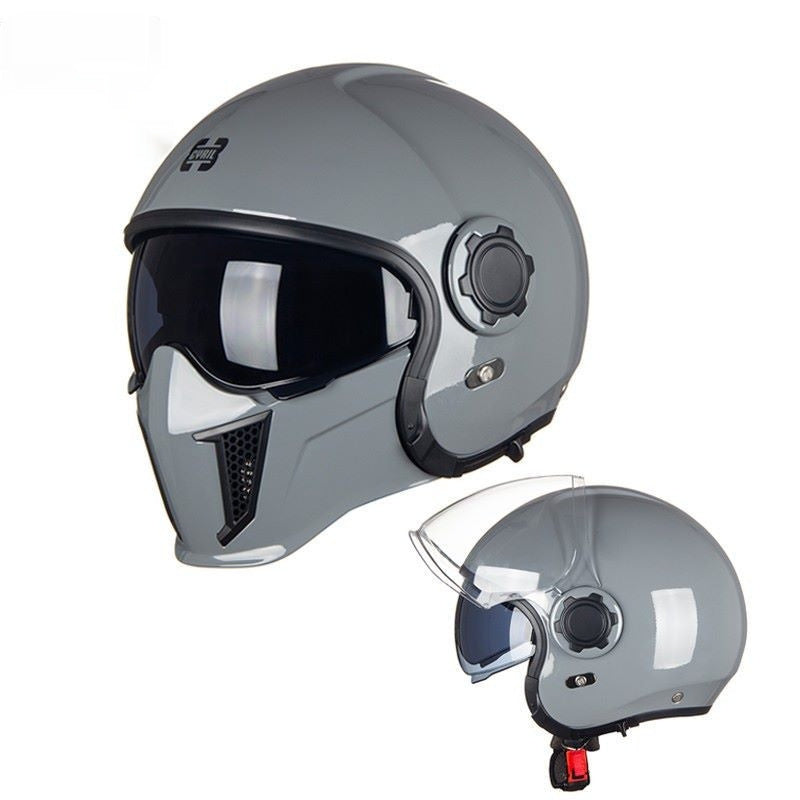 Black Warrior Motorcycle Retro Helmet - Image 7