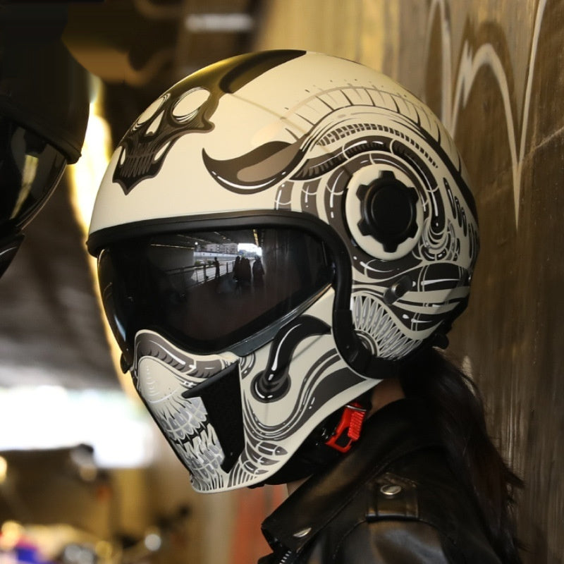 Black Warrior Motorcycle Retro Helmet - Image 16