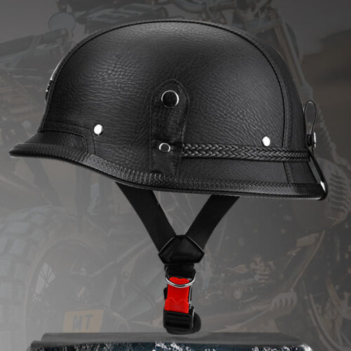 Retro-style PU Leather Motorcycle Helmet