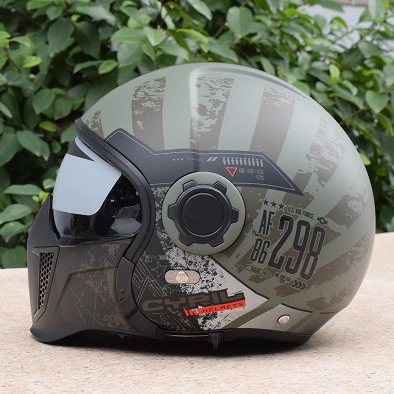 Black Warrior Motorcycle Retro Helmet - Image 9