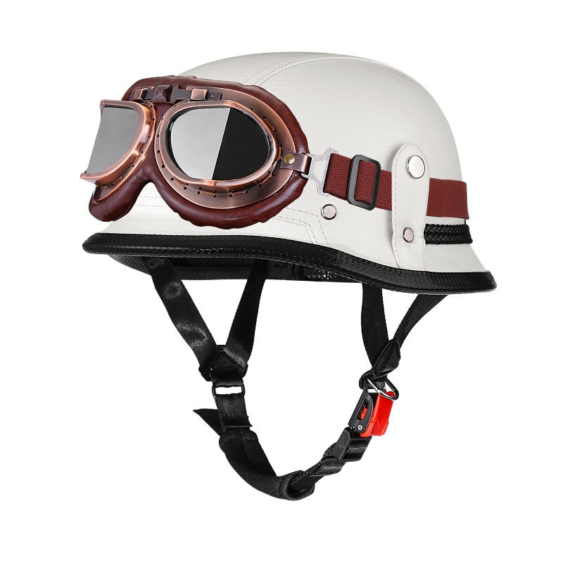 Retro-style PU Leather Motorcycle Helmet - Image 5