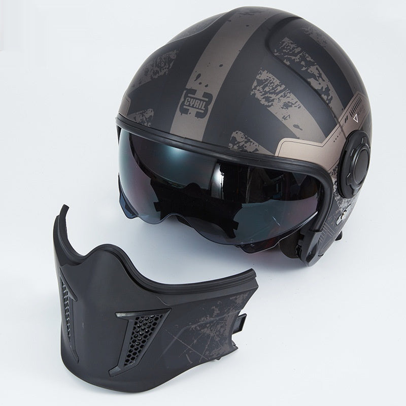 Black Warrior Motorcycle Retro Helmet - Image 2