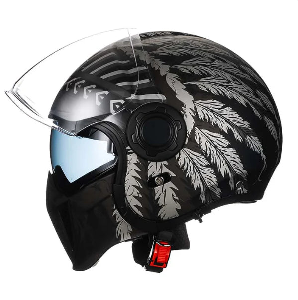 Black Warrior Motorcycle Retro Helmet - Image 21