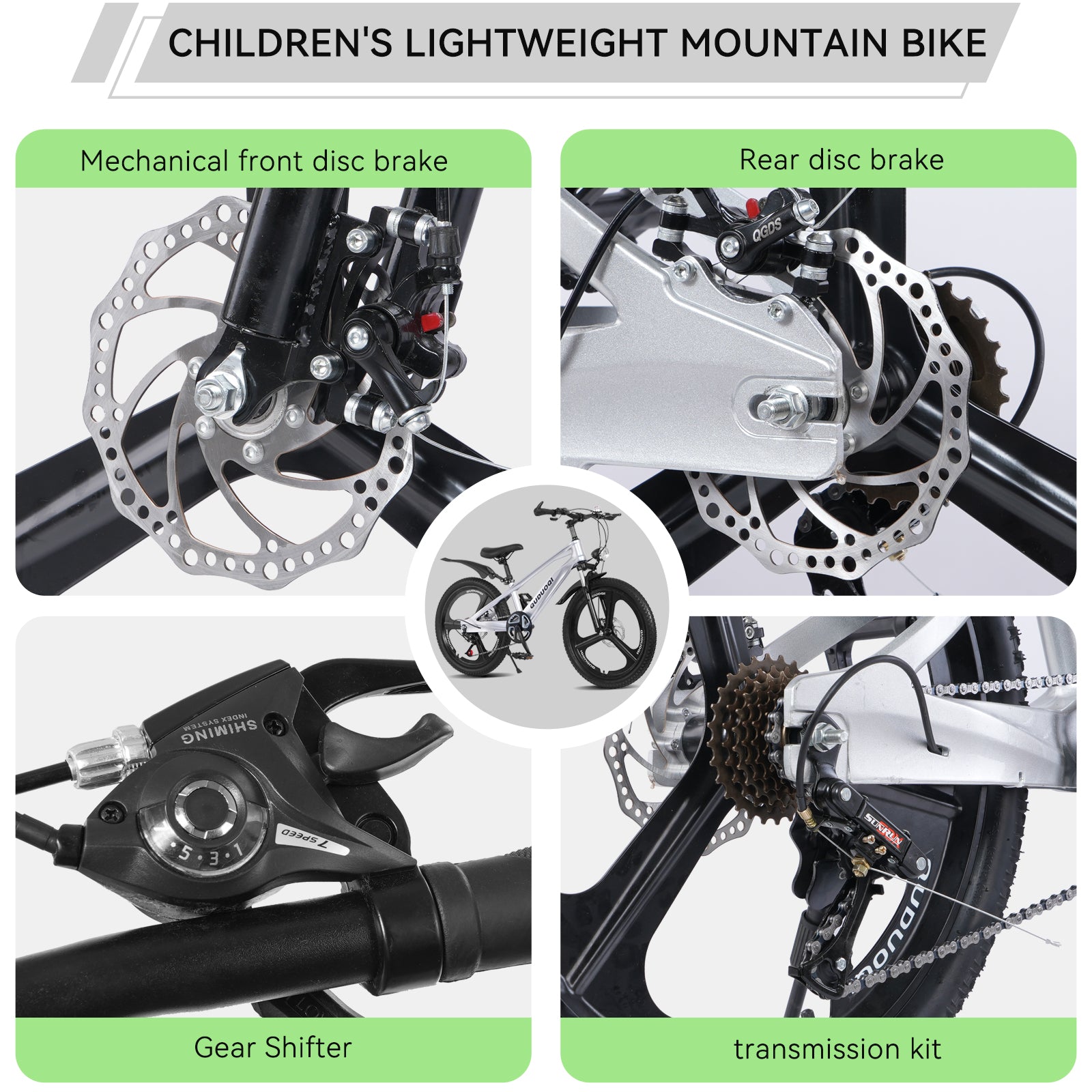 FKZNPJ 20 Inch Kids Mountain Bike, 7-Speed Youth Bicycle With Magnesium Alloy Frame & One-Piece Wheels, Lightweight Kids Bike For Boys And Girls Ages 8-12 - Image 3