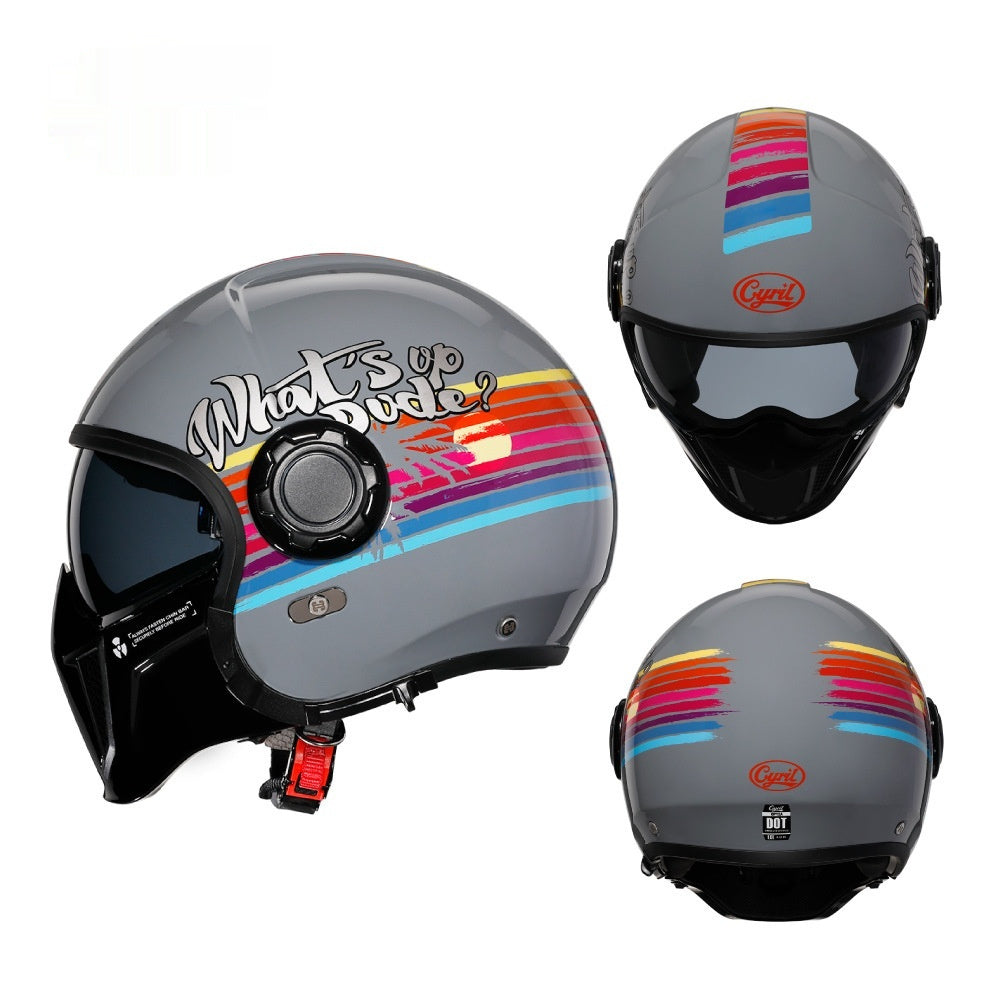 Black Warrior Motorcycle Retro Helmet - Image 4