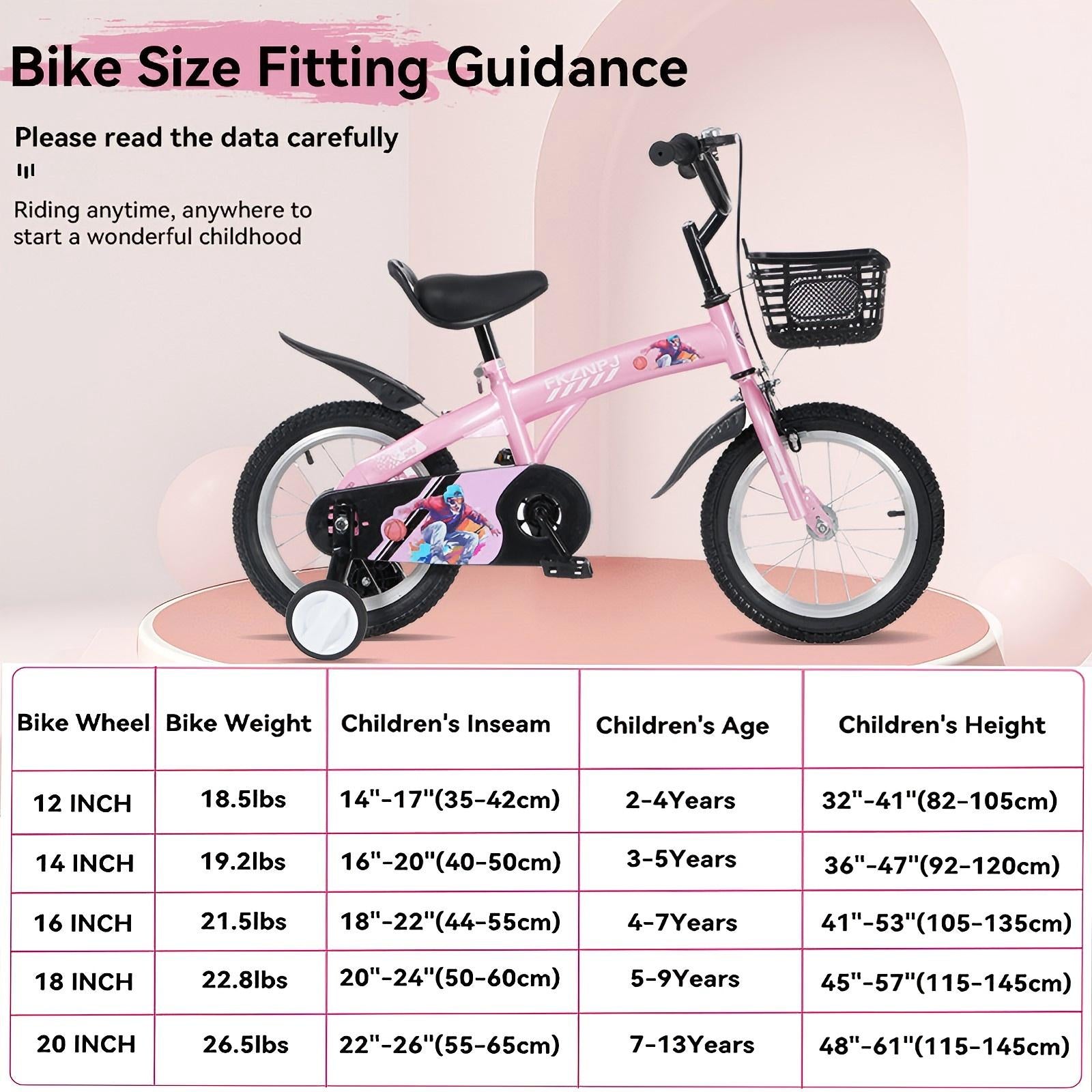 FKZNPJ 18 Inch Sporty Kids Bike With Training Wheels And Stand Adjustable Saddle Suitable For Boys And Girls Aged 5-10 Years Tall Height 45-57 Inches Available In A Variety Of Colors - Image 4