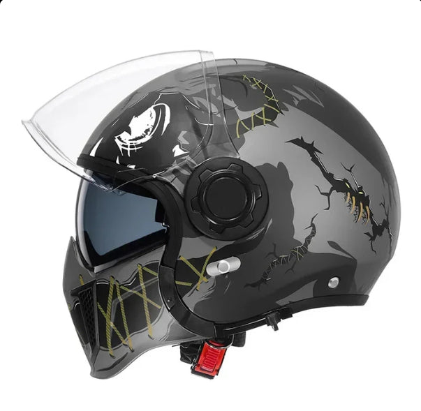 Black Warrior Motorcycle Retro Helmet - Image 20